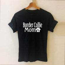 Load image into Gallery viewer, Border Collie Mom Dog Lover Paw Print Unisex Cotton T Shirt Custom Gift Black