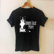 Load image into Gallery viewer, Border Collie Mom Dog Lover Paw Print Unisex Cotton T Shirt Custom Gift Black