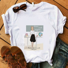 Load image into Gallery viewer, Teacher Day Gift T-Shirt Lady 100% Cotton Super Soft O-Neck White Summer Tees Teacher Drawing Student Tops Women Casual T-Shirt