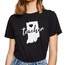 Load image into Gallery viewer, Tops T Shirt Women red for ed indiana teacher Design Black Short Female Tshirt
