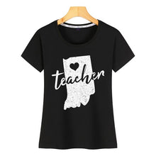 Load image into Gallery viewer, Tops T Shirt Women red for ed indiana teacher Design Black Short Female Tshirt