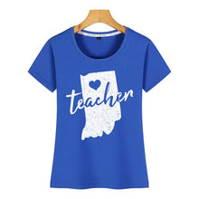 Load image into Gallery viewer, Tops T Shirt Women red for ed indiana teacher Design Black Short Female Tshirt