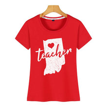 Load image into Gallery viewer, Tops T Shirt Women red for ed indiana teacher Design Black Short Female Tshirt