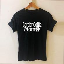 Load image into Gallery viewer, Border Collie Mom Dog Lover Paw Print Unisex Cotton T Shirt Custom Gift Black
