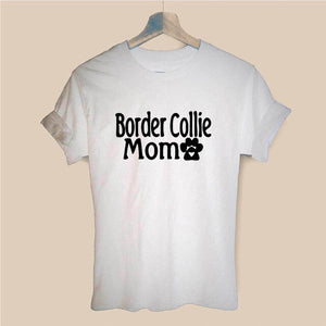 Border Collie Mom Dog Lover Paw Print Unisex Cotton T Shirt Custom Gift Black