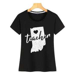 Tops T Shirt Women red for ed indiana teacher Design Black Short Female Tshirt