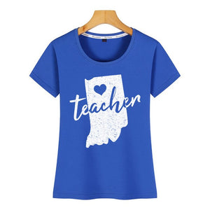 Tops T Shirt Women red for ed indiana teacher Design Black Short Female Tshirt
