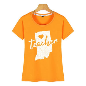 Tops T Shirt Women red for ed indiana teacher Design Black Short Female Tshirt